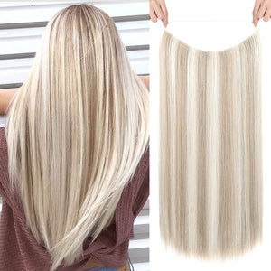 Platinum Blonde & Brown Highlights Synthetic  Halo Hair Extensions