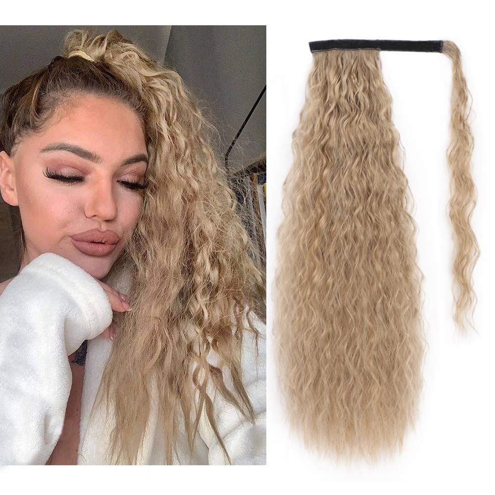 Lady Lush Golden Blonde 22 Inch Beach Wave Synthetic Wrap Around Ponytail
