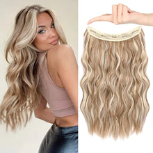 Load image into Gallery viewer, Honey Blonde Beach Waves With Highlights Halo Hair Extensions