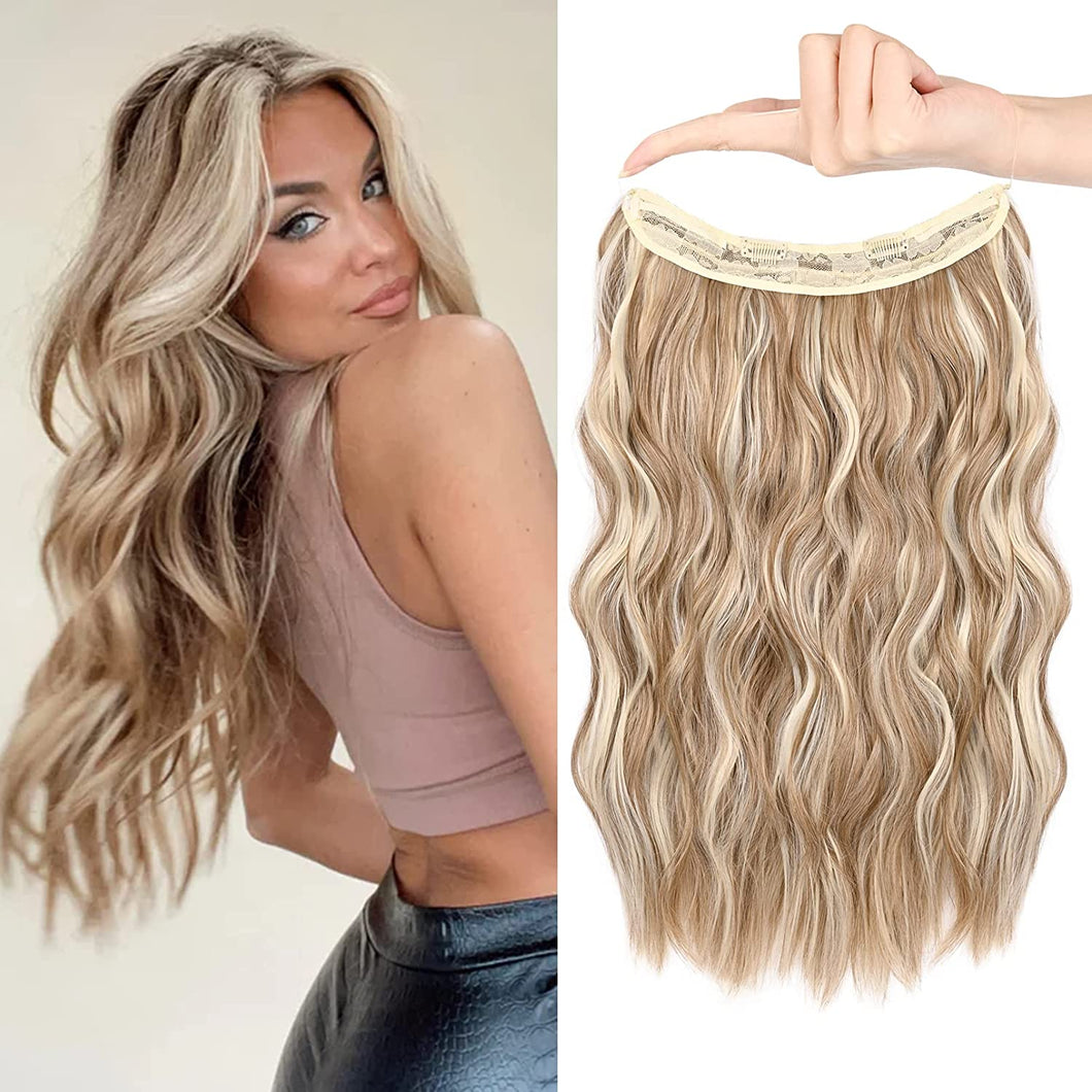 Honey Blonde Beach Waves With Highlights Halo Hair Extensions