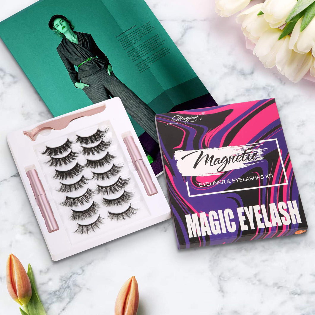 Ladies Night 7 Pcs Magnetic Eyelashes & Eyeliner Set