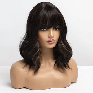 Chelsea Blonde With Highlights Short & Wavy Synthetic Bang Wig