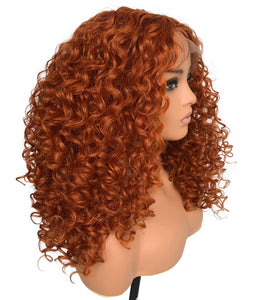Ginger Curly Lace Front 16 Inch Human Hair Blend Wig