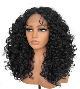 Simone 16 Inch Curly Lace Front Human Hair Blend Wig