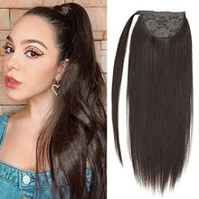 Load image into Gallery viewer, Posh Human Hair Dark Brown Straight 14-20 Inches Long Ponytail