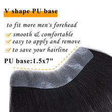 Load image into Gallery viewer, Men&#39;s Suave Black Human Hair V-Shape Topper Hairpiece Toupee