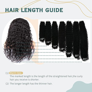 Jessica Kinky Curly Jet Black 14-28 Inches Tape in Human Hair Extension