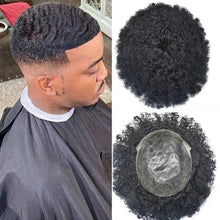 Load image into Gallery viewer, Kendrick #1B 6 Inches Curly 120% Density Human Hair Lace Front 12 mm Wave Toupee for Men