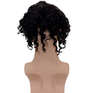 Curly Black 6 Inches 130% Density European Human Hair Lace Front Toupee