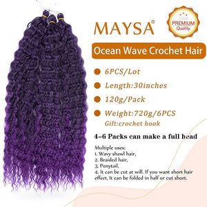 Leela Purple Ombre Wavy Crochet Synthetic Braiding Extensions