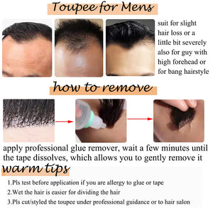 Men's Suave Light Brown Human Hair V-Shape Topper Hairpiece Toupee