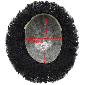 Shaun Jet Black & 1B 6 Inches Curly 120% Density Human Hair Lace Front Wave Toupee for Men