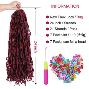 Jalisa Soft Curly Burgundy Faux Locs Crochet Synthetic Hair
