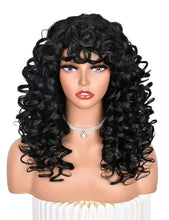 Load image into Gallery viewer, Teairra Kinky Curly Layered Copper Red Synthetic Wig With Bangs