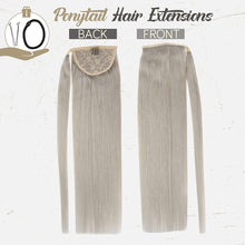 Load image into Gallery viewer, Charlotte Forest Grey Human Hair Wrap Around 14-24&quot; Ponytail Extension