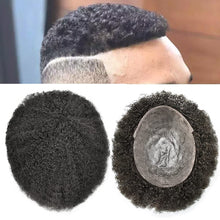 Load image into Gallery viewer, Tyler Jet Black 6 Inches Curly 120% Density Human Hair Lace Front 4mm Wave Toupee for Men