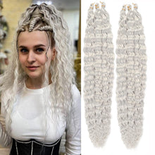 Load image into Gallery viewer, Winter White &amp; Silver Wavy Crochet Synthetic Braiding Extensions