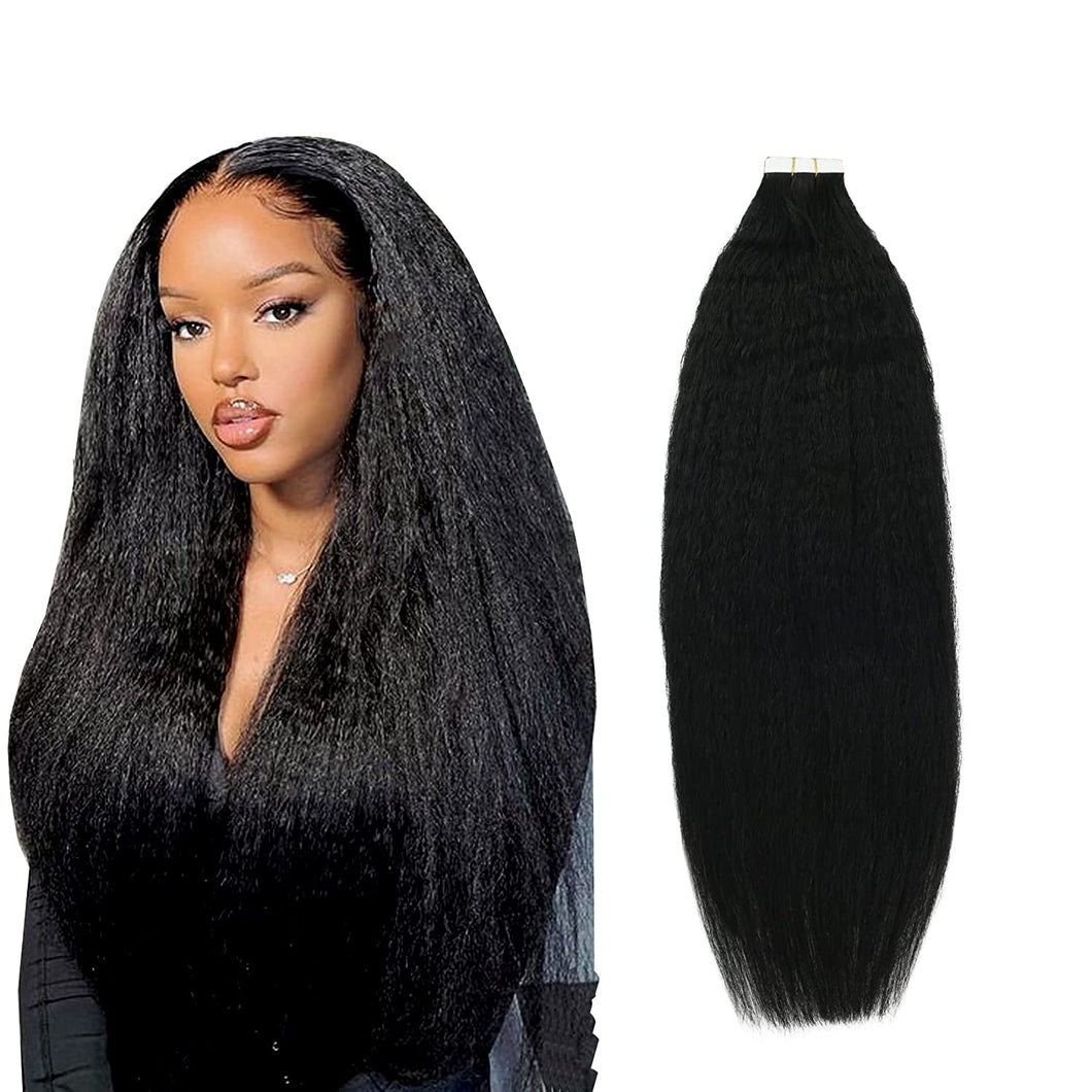 Sabrina Kinky Straight Jet Black 14-28 Inches Tape in Human Hair Extension