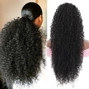 Coco Kinky Curly 27" Black Synthetic Drawstring Ponytail Extension