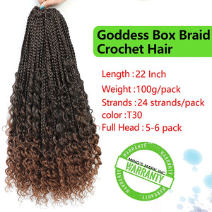 Jackie T30 Goddess Crochet Ombre Box Braids with Curly Ends Hair Extensions