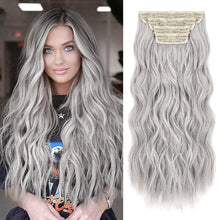 Load image into Gallery viewer, Silver &amp; Grey Wavy 4 Pcs Synthetic Clip-in Hair Extensions
