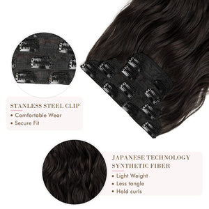 Milly Black & Brown Wavy 4 Pcs Synthetic Clip-in Hair Extensions
