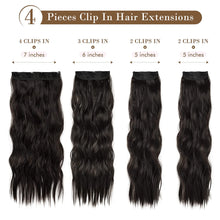 Load image into Gallery viewer, Milly Black &amp; Brown Wavy 4 Pcs Synthetic Clip-in Hair Extensions