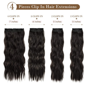 Milly Black & Brown Wavy 4 Pcs Synthetic Clip-in Hair Extensions