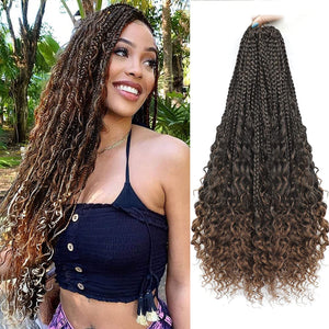Jackie T30 Goddess Crochet Ombre Box Braids with Curly Ends Hair Extensions