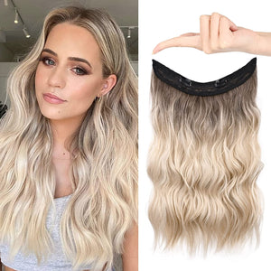 Light Blonde Ombre Beach Waves Halo Hair Extensions