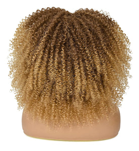 Honey Blonde Curly Cailee 4C Synthetic Wig With Bangs