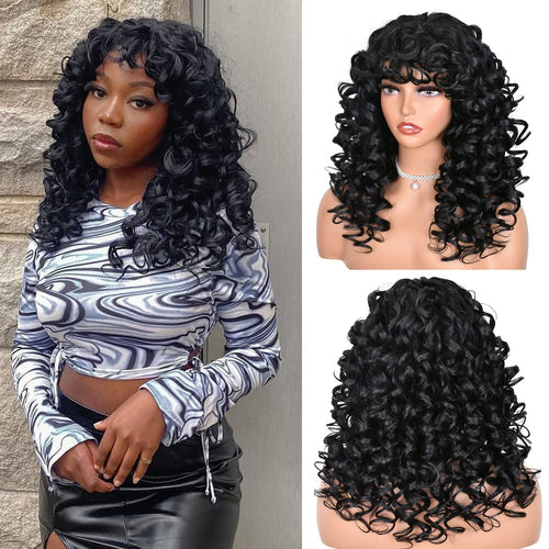 Teairra Curly Layered Synthetic Wig With Bangs