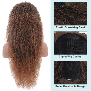 Lisa Kinky Curly 27" Honey Blonde Synthetic Drawstring Ponytail Extension