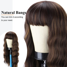 Load image into Gallery viewer, Gabriela Brown Highlight Long &amp; Wavy Synthetic Bang Wig