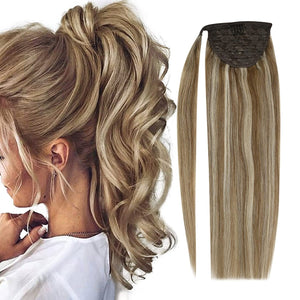 Abby Chestnut Blonde Balayage Human Hair Wrap Around 14-24" Ponytail Extension