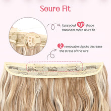 Load image into Gallery viewer, Honey Blonde Beach Waves With Highlights Halo Hair Extensions