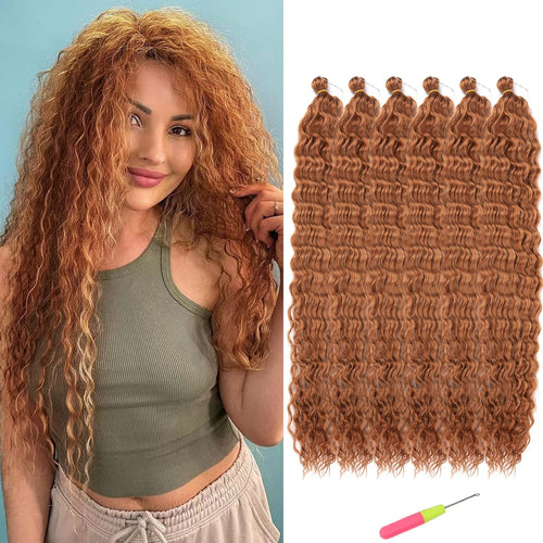 Elena Copper Blonde Wavy Crochet Synthetic Braiding Extensions