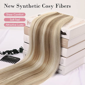 Shelly Light Blonde & Brown Highlights Synthetic Halo Hair Extensions