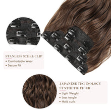 Load image into Gallery viewer, Charlotte Chocolate Brown Wavy 4 Pcs Synthetic Clip-in Hair Extensions