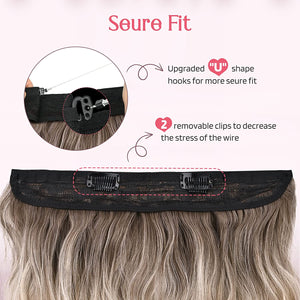 Light Blonde Ombre Beach Waves Halo Hair Extensions