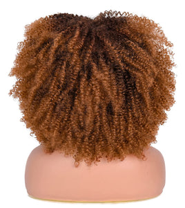 Cali Curly Blonde/Brown Highlights 4C Synthetic Wig With Bangs