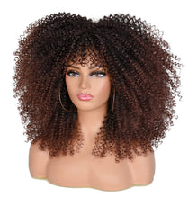 Load image into Gallery viewer, Nia Kinky Curly Dark Brown 4C Synthetic Wig With Bangs