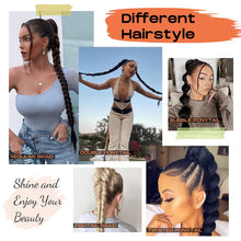 Load image into Gallery viewer, Black Mixed with Browns Wrap Around Braided Ponytail Extension
