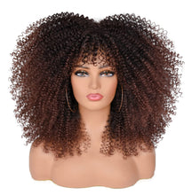 Load image into Gallery viewer, Nia Kinky Curly Dark Brown 4C Synthetic Wig With Bangs