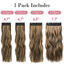 Load image into Gallery viewer, Lilly Chocolate Brown with Blonde Highlights Wavy 4 Pcs Synthetic Clip-in Hair Extensions