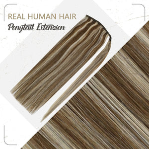 Abby Chestnut Blonde Balayage Human Hair Wrap Around 14-24" Ponytail Extension