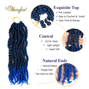 Aqua Blue Pre-looped Synthetic Passion Twist Hair Bundles