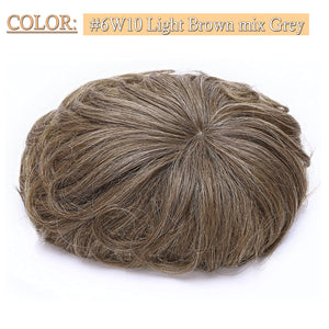 Light Brown & Grey Mix Human Hair 150% Density Toupee