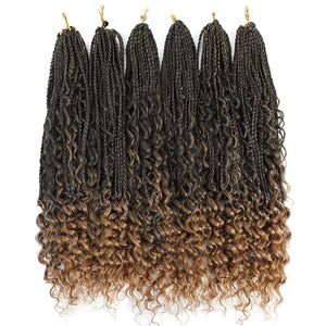 Nia T27 Goddess Crochet Ombre Box Braids with Curly Ends Hair Extensions
