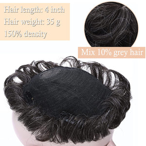 Dominic Black & Grey Human Hair Mix Toupee